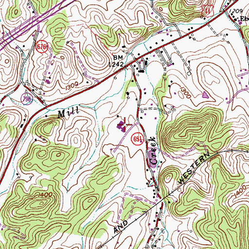 Topographic Map of Troutville Elementary School, VA