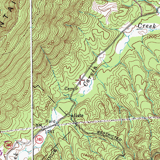 Topographic Map of Cave Alum Springs (historical), VA