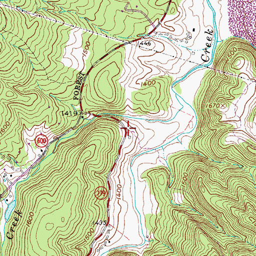 Topographic Map of Tinker (historical), VA