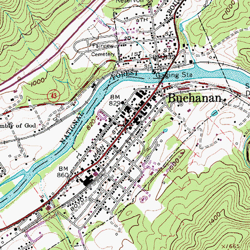 Topographic Map of Trinity Methodist Episcopal Church South, VA