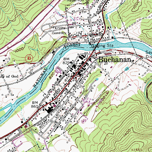 Topographic Map of Trinity Episcopal Church, VA