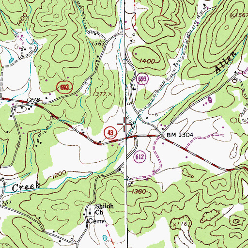 Topographic Map of Turkeypen Hollow, VA