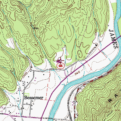 Topographic Map of Eagle Rock Elementary School, VA