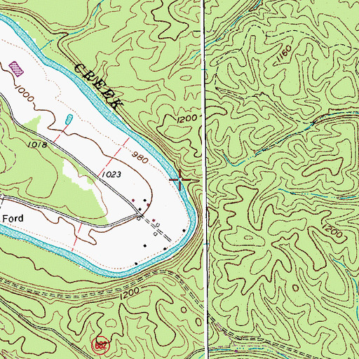 Topographic Map of Hollow Ford, VA