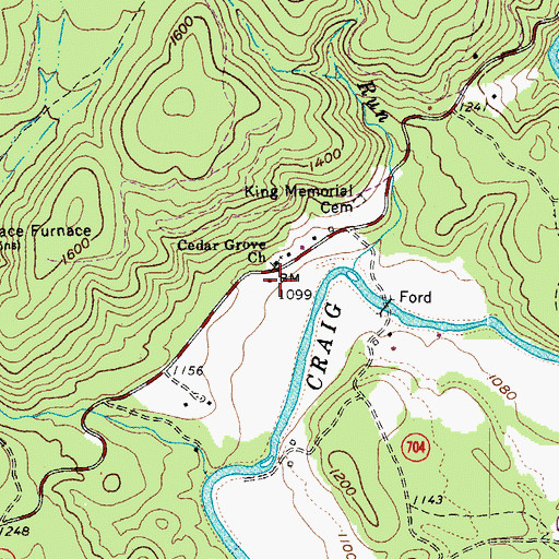Topographic Map of Cedar Grove School (historical), VA