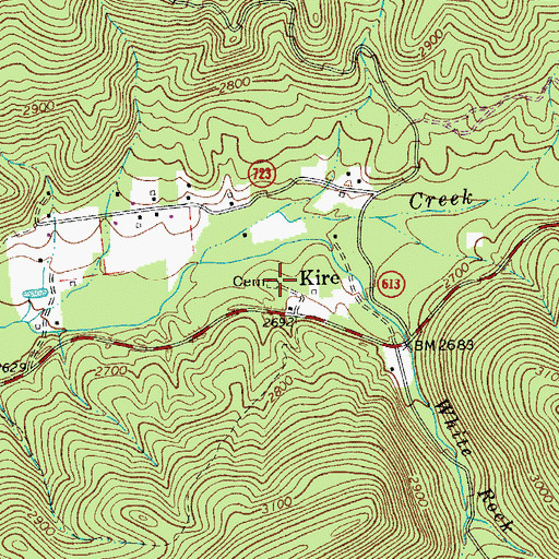 Topographic Map of Kire Community Cemetery, VA