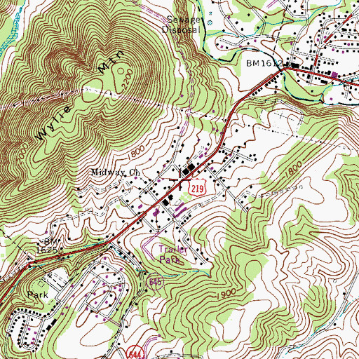 Topographic Map of Midway, VA
