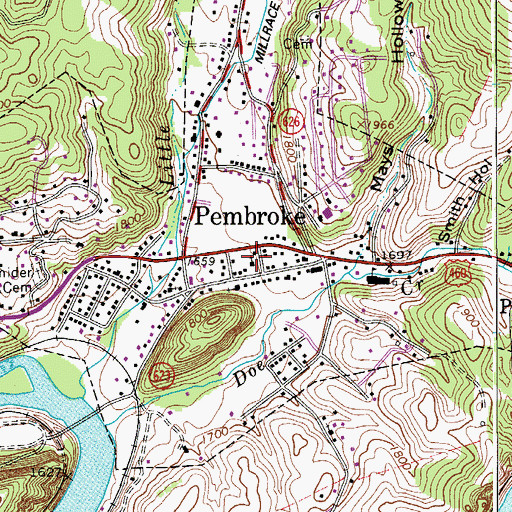 Topographic Map of Pembroke Lutheran Memorial Church, VA