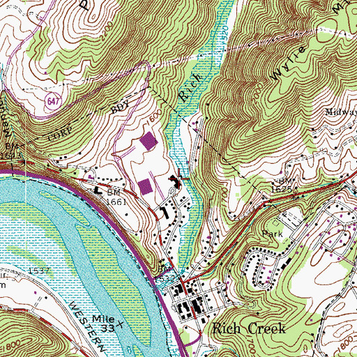 Topographic Map of Rich Creek Elementary School, VA