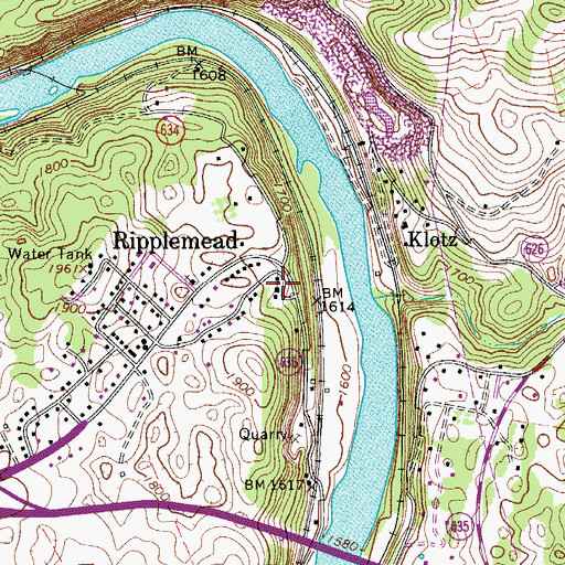 Topographic Map of Riverview Baptist Church, VA