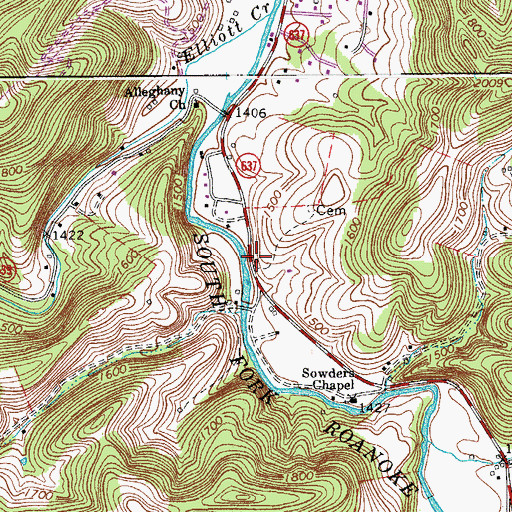 Topographic Map of Alleghany Spring School (historical), VA