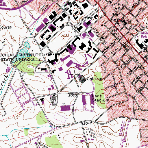 Topographic Map of Ambler Johnston Hall - East Wing, VA