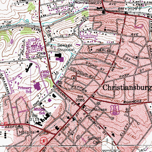 Topographic Map of Asbury Methodist Church, VA