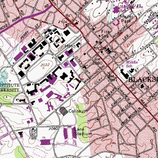 Topographic Map of Barringer Hall, VA