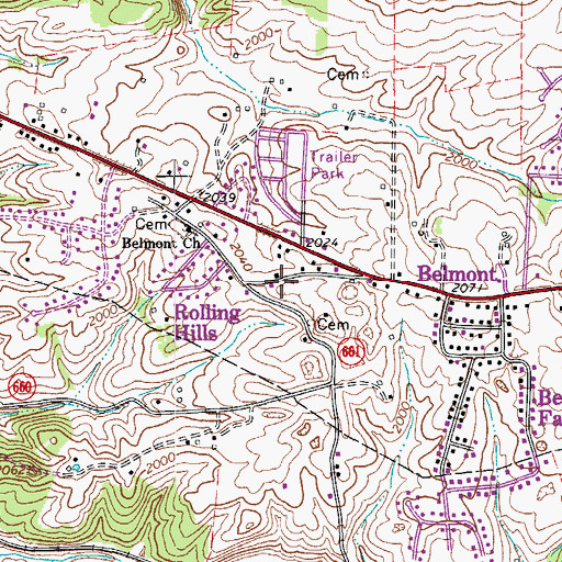 Topographic Map of Belmont School (historical), VA