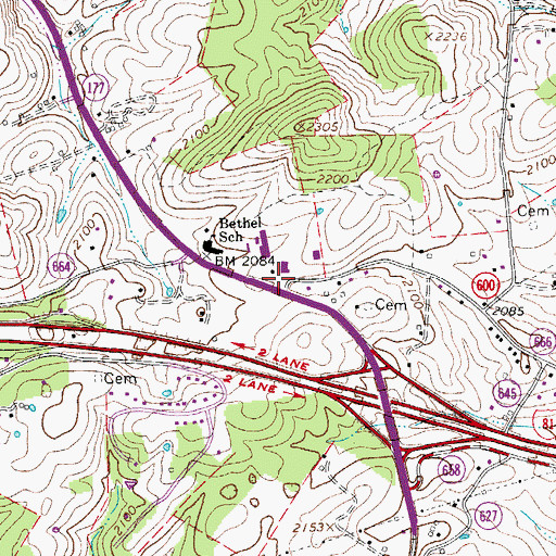 Topographic Map of Bethel Church (historical), VA