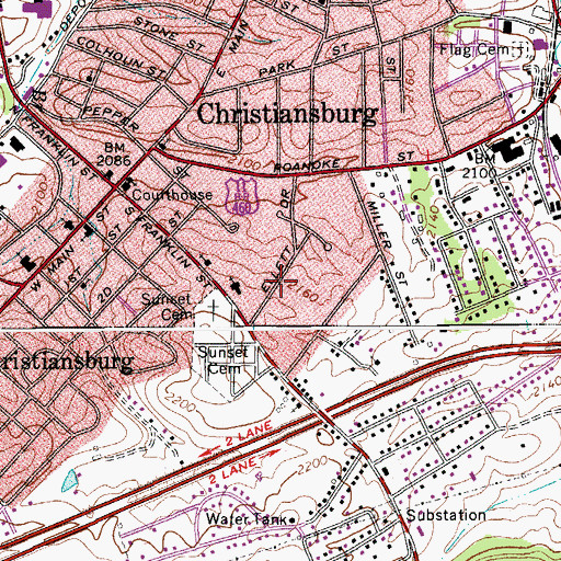 Topographic Map of Beverly Hills, VA