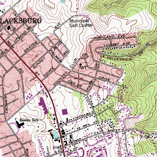 Topographic Map of Blackwood, VA