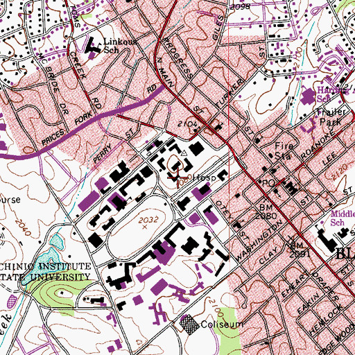 Topographic Map of Brodie Hall (historical), VA