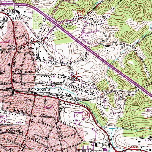 Topographic Map of Cambria, VA