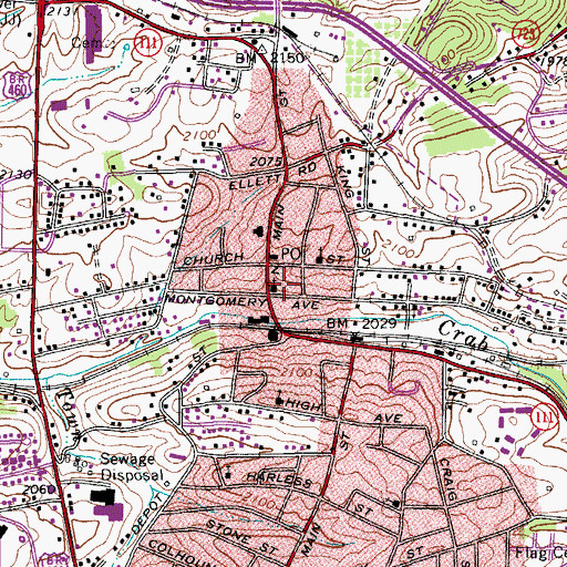 Topographic Map of Cambria Baptist Church, VA