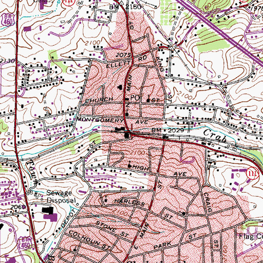 Topographic Map of Cambria Historic District, VA
