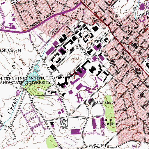 Topographic Map of Campbell Hall - Main Wing, VA