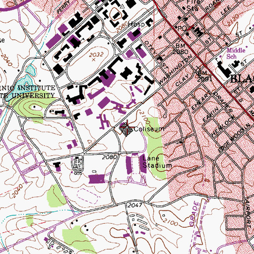 Topographic Map of Cassell Coliseum, VA