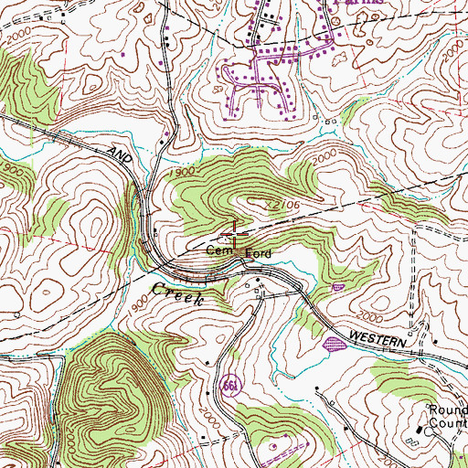 Topographic Map of Charlton Cemetery, VA