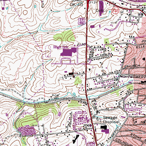 Topographic Map of Christiansburg Industrial School (historical), VA