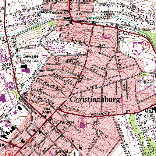 Topographic Map of Christiansburg Primary School Number 2 (historical), VA