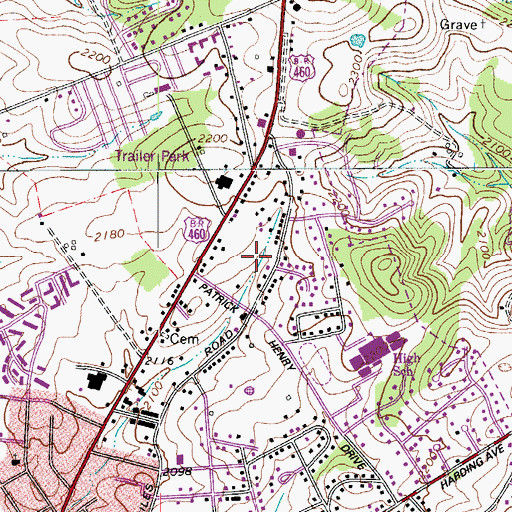 Topographic Map of Clover Valley, VA