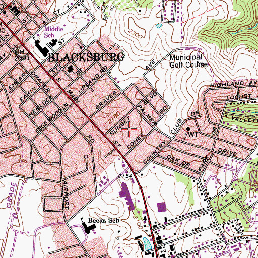 Topographic Map of Country Club Park, VA