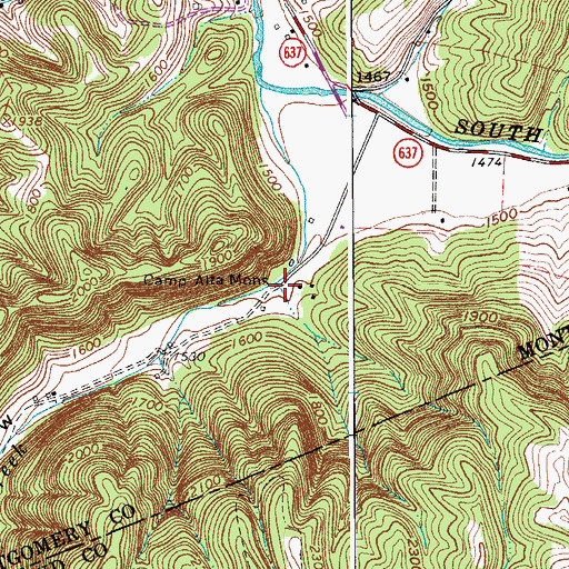 Topographic Map of Crockett Spring (historical), VA