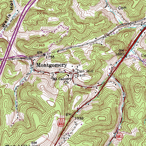 Topographic Map of Den Hill, VA