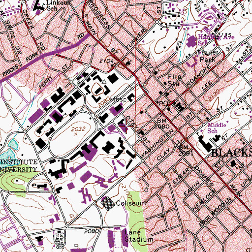 Topographic Map of Graduate Life Center at Donaldson Brown, VA