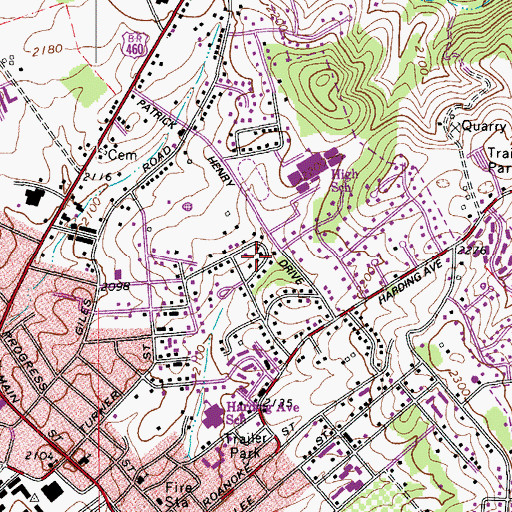 Topographic Map of Dundas Heights, VA