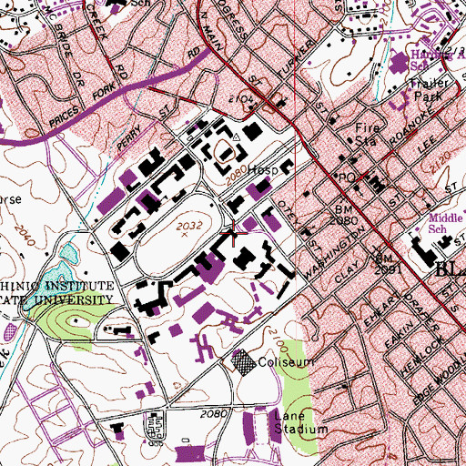 Topographic Map of Eggleston Hall - Main Wing, VA
