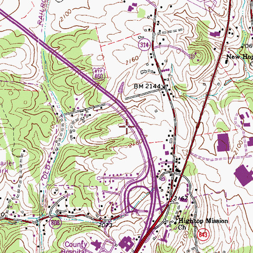 Topographic Map of Farmview, VA