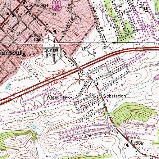 Topographic Map of Franklin Park, VA