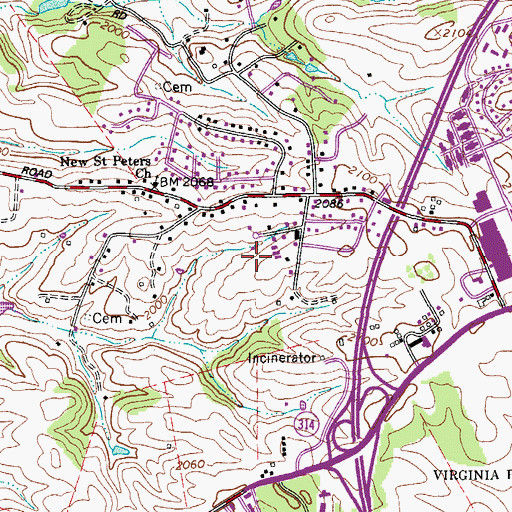 Topographic Map of Gladewood, VA