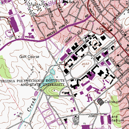 Topographic Map of Hahn Hall - South Wing, VA