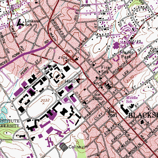Topographic Map of Henderson Student Health Service Building, VA