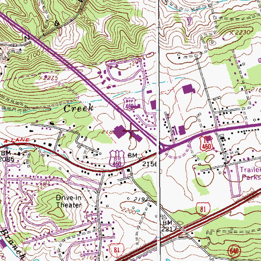 Topographic Map of Hills Shopping Center, VA