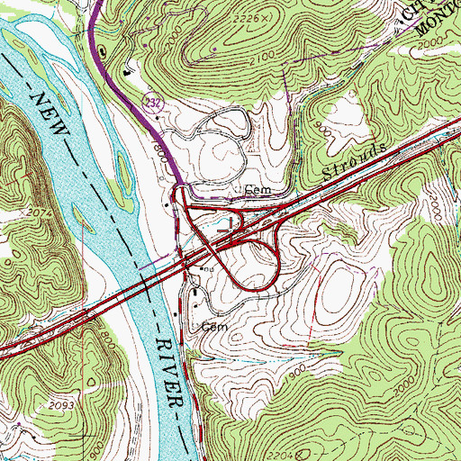 Topographic Map of Interchange 105, VA