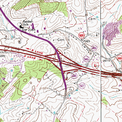 Topographic Map of Interchange 109, VA