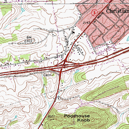 Topographic Map of Interchange 114, VA