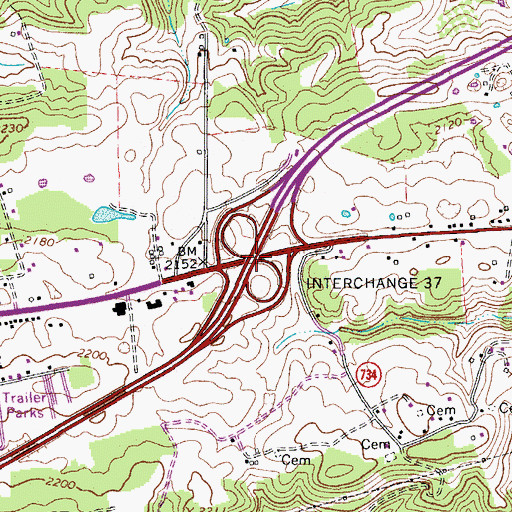 Topographic Map of Interchange 118, VA