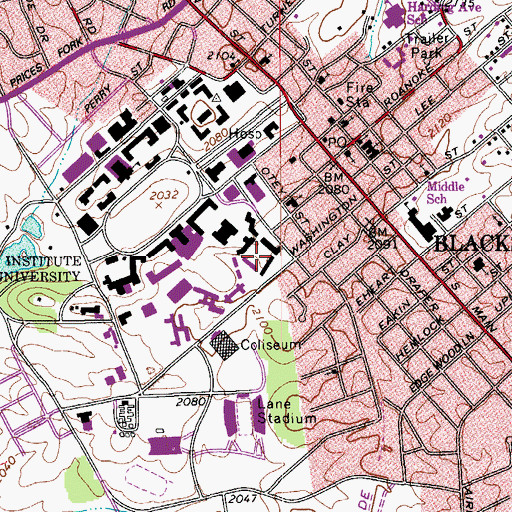 Topographic Map of Johnson Hall, VA