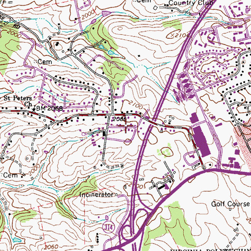 Topographic Map of Karr Heights, VA